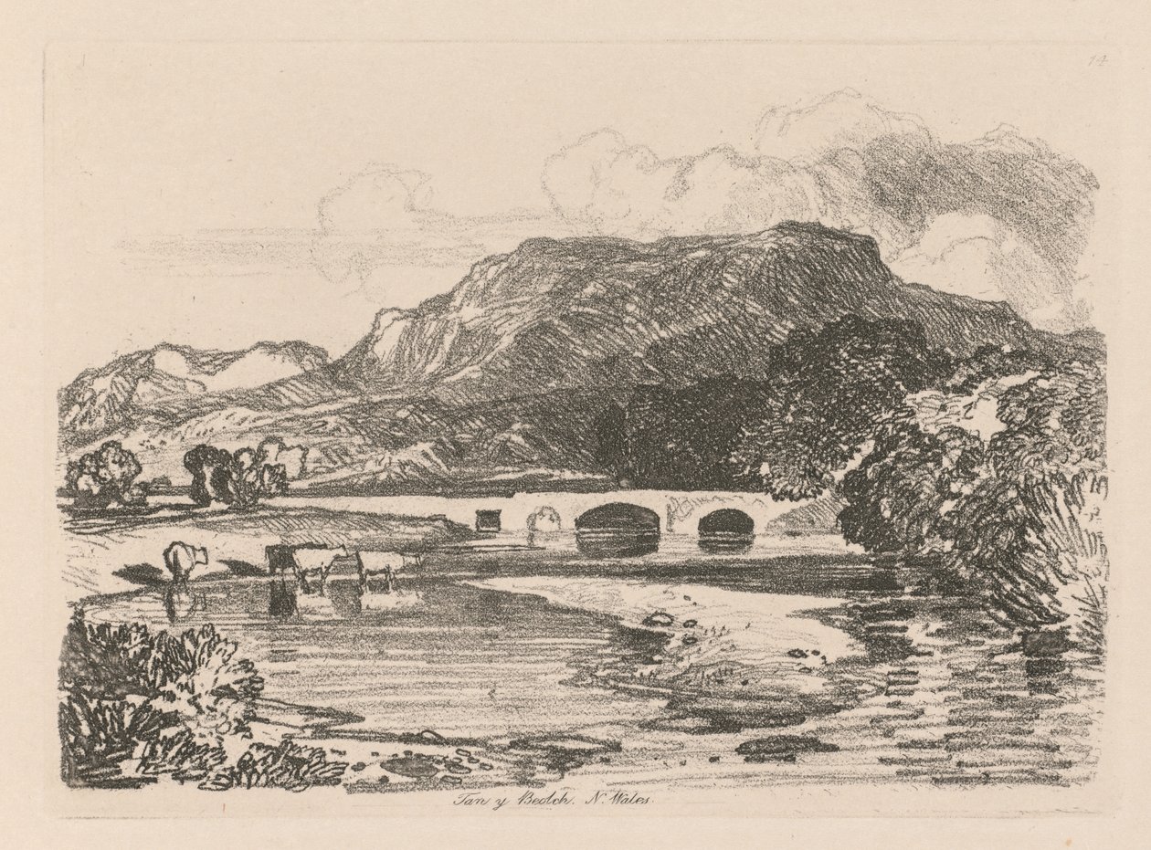 Studiebok: Plate 14, Tan-y-Bwlch, Merionethshire, North Wales av John Sell Cotman
