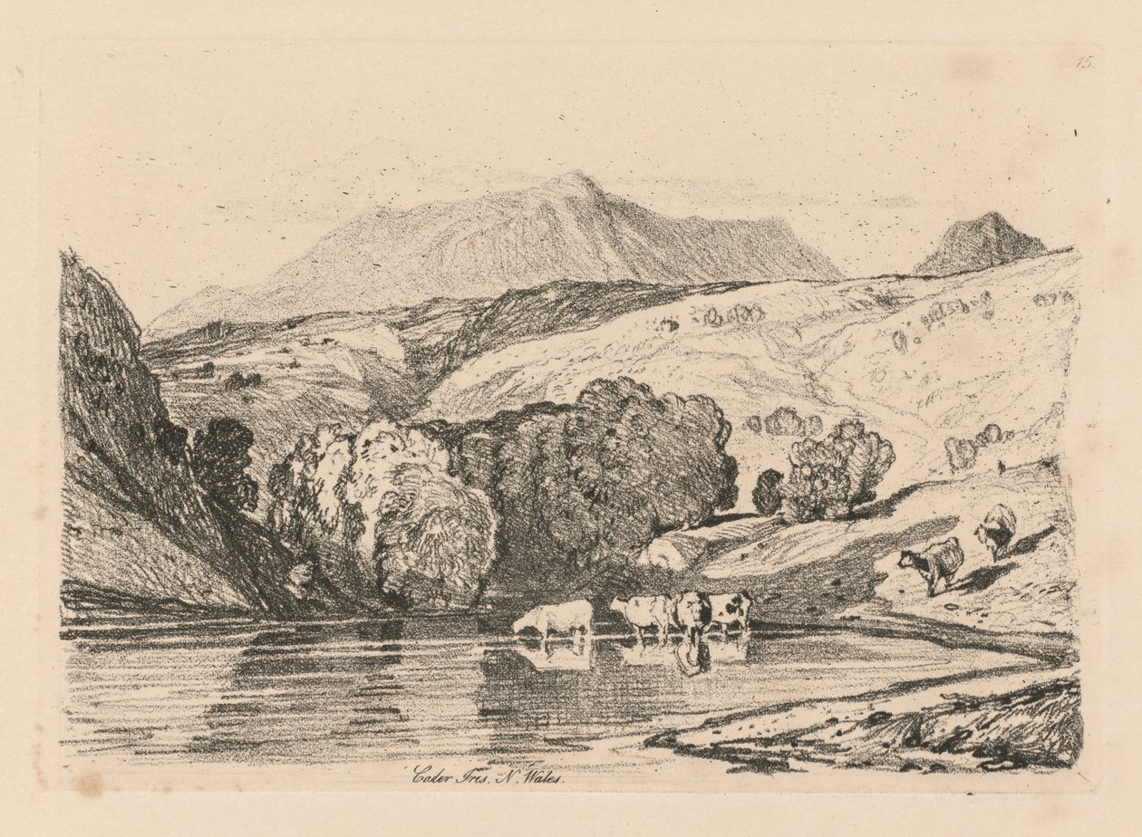 Studiebok: Plate 15, Cader Iris, North Wales, 1838 av John Sell Cotman