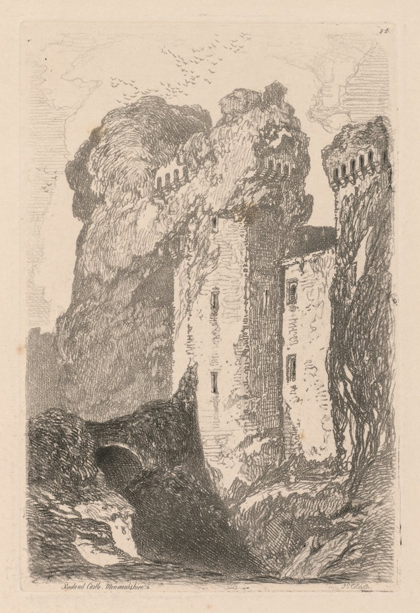 Liber Studiorum: Platta 24, Ragland Castle, Monmouthshire av John Sell Cotman
