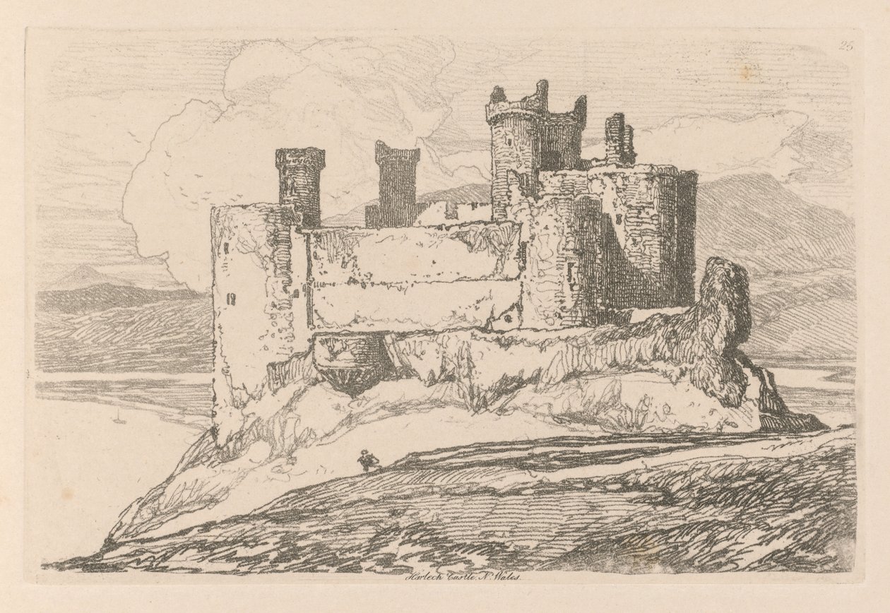 Liber Studiorum: Plate 25, Harlech Castle, IN. Wales av John Sell Cotman