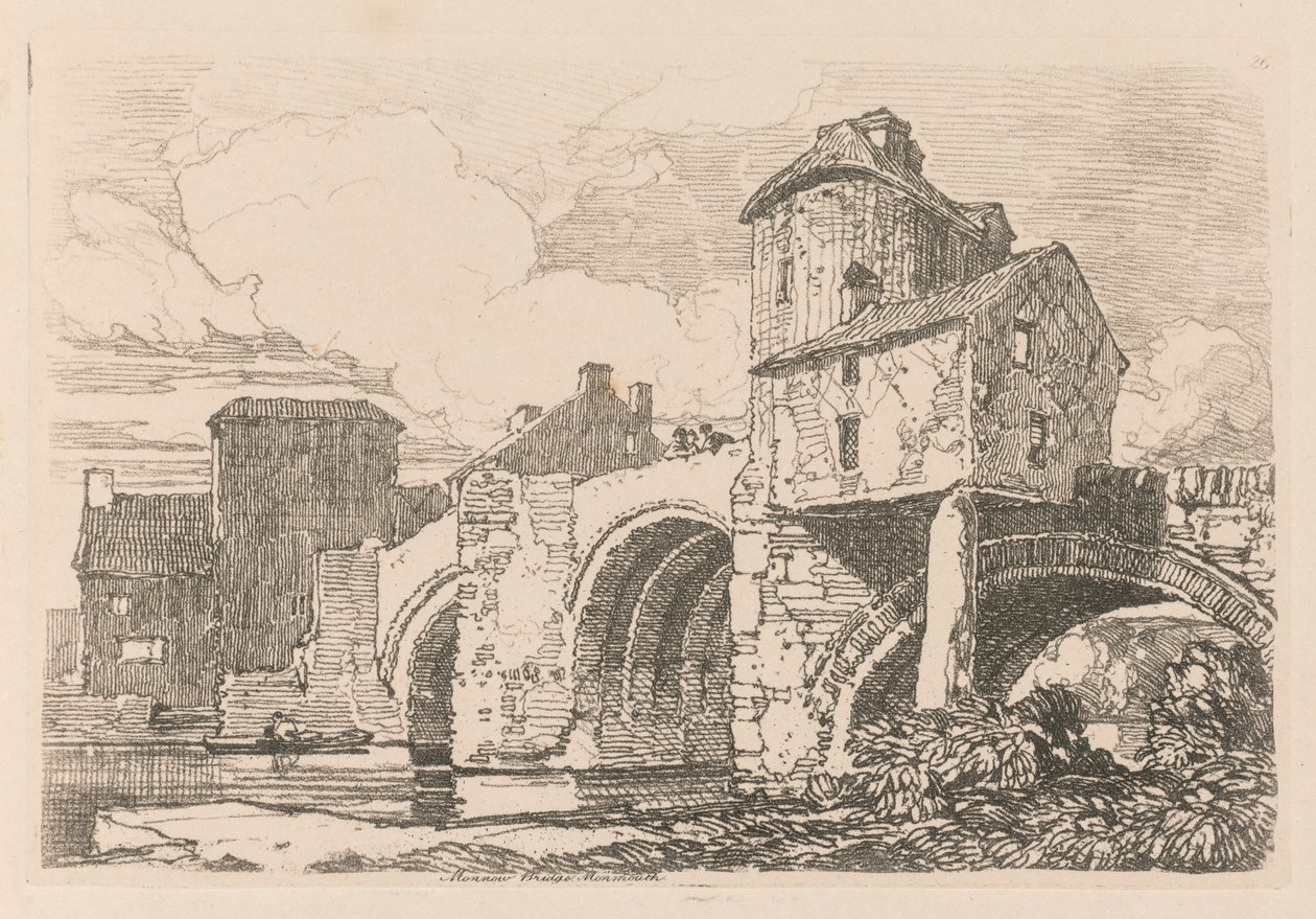 Liber Studiorum: Plate 26, Monnow Bridge, Monmouthshire av John Sell Cotman