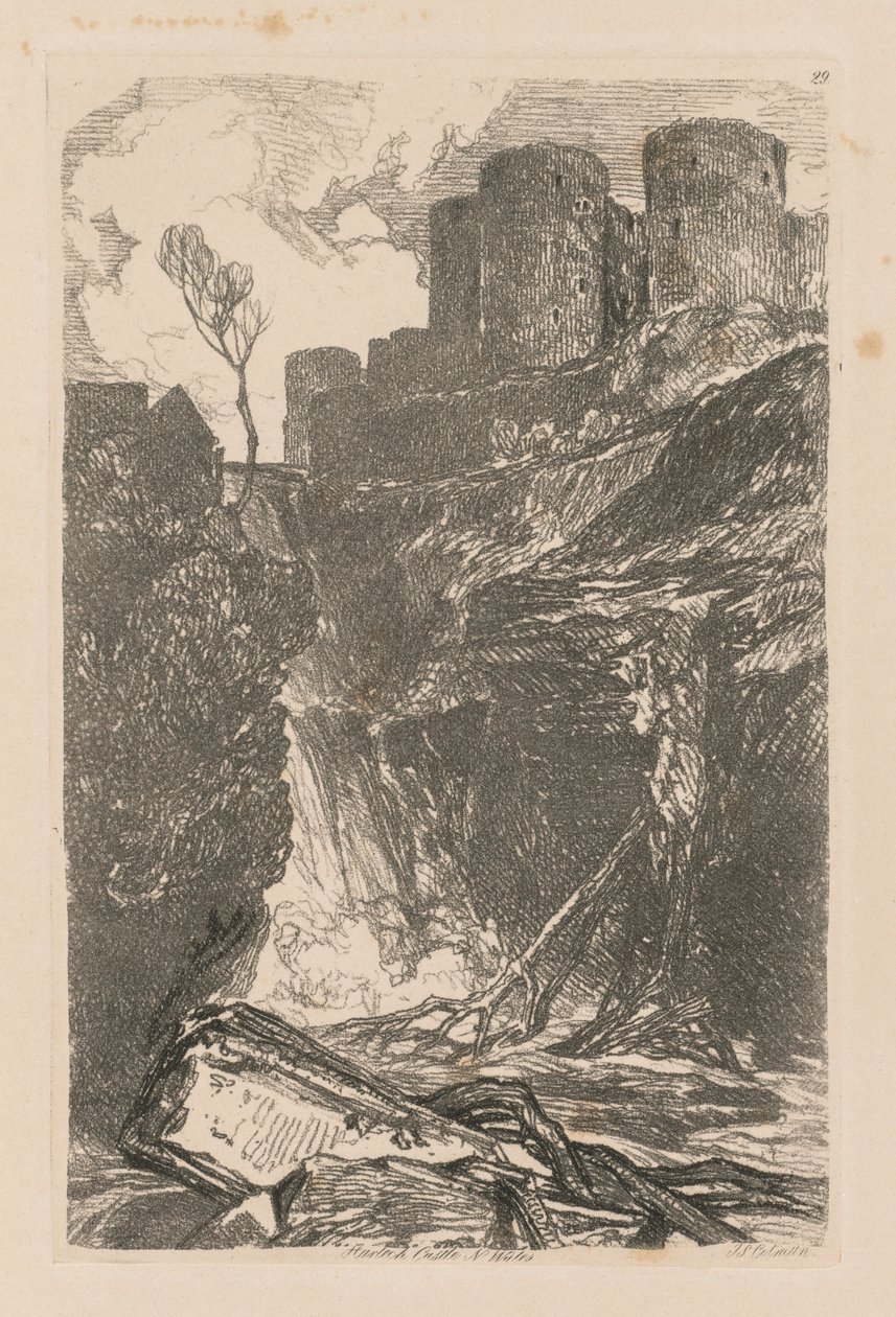 Liber Studiorum: Platta 29, Harlech Castle, N. Wales, 1838 av John Sell Cotman