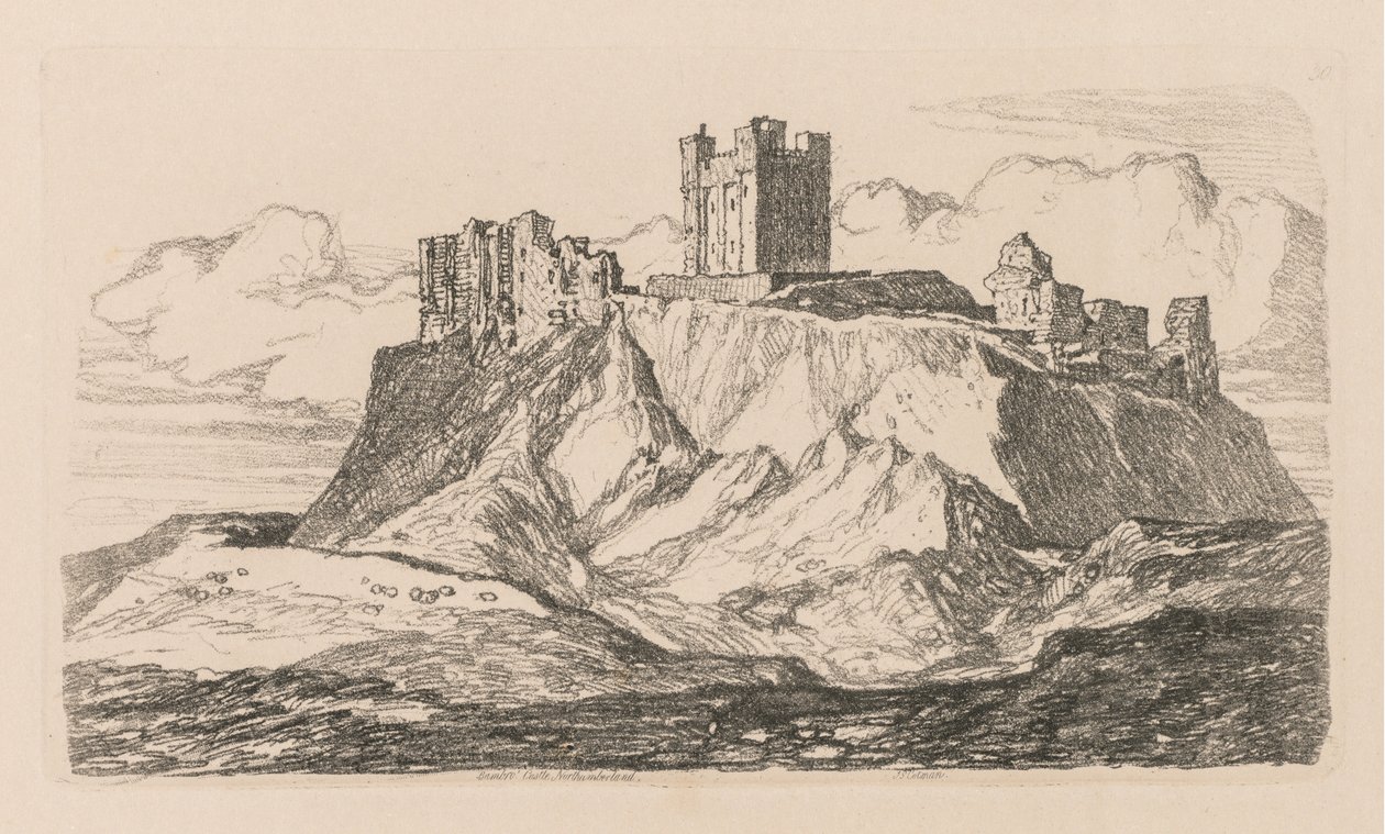 Studiebok: Platta 30, Bambro Castle, Northumberland, 1838 av John Sell Cotman
