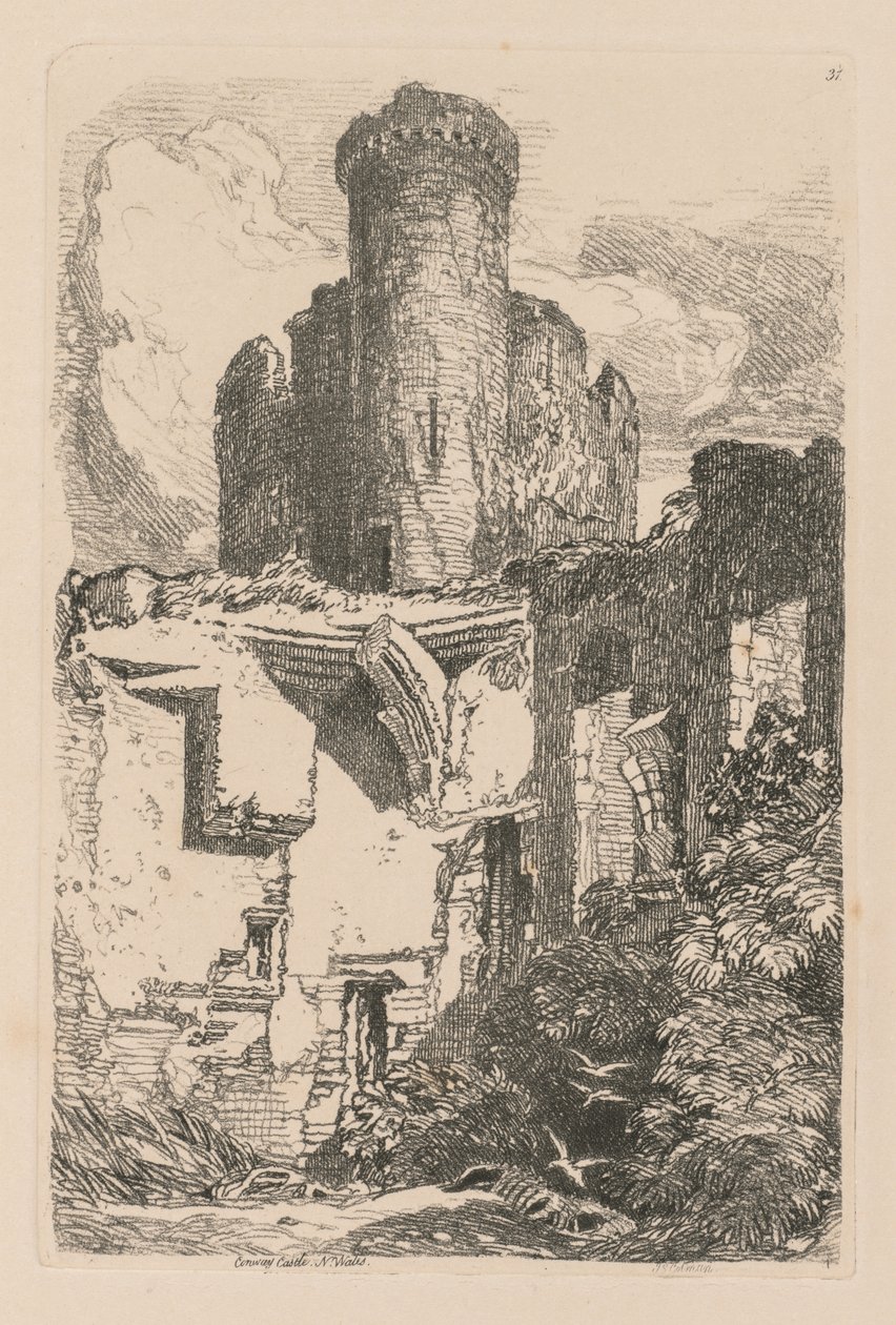 Studiebok: Platta 31, Conway Castle, N. Wales av John Sell Cotman