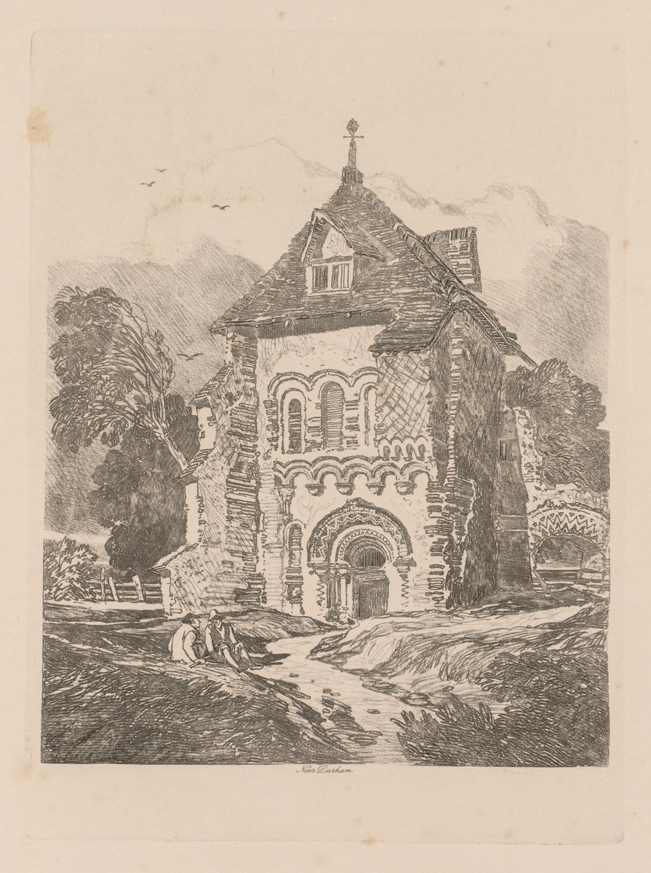 Studiebok: Platta 36, ​​kyrkan nära Durham av John Sell Cotman