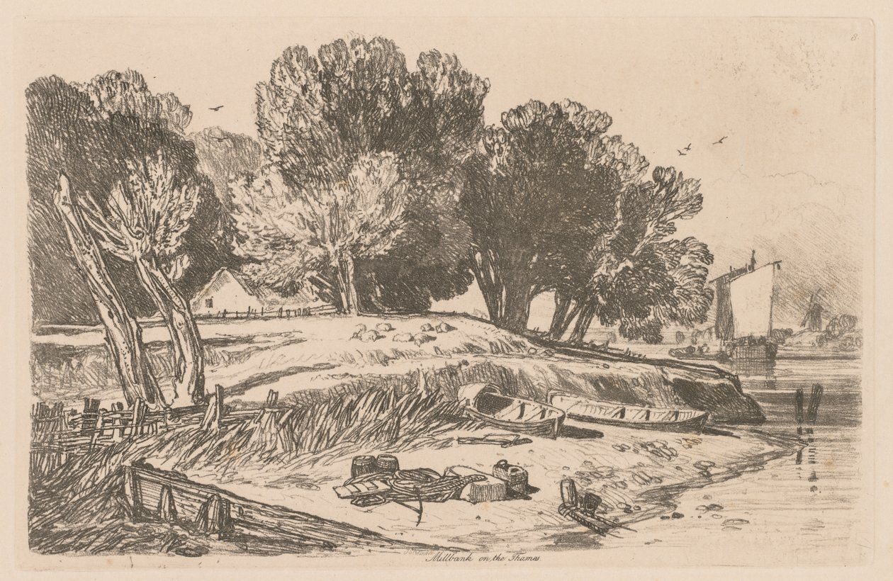 Liber Studiorum: Plate 8, Millbank on the Thames av John Sell Cotman