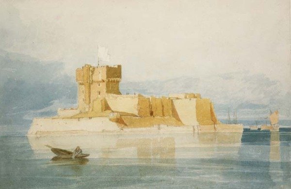 No.1477 Fort St. Marcouf, nära Quineville, i Rade de la Hougue, Normandie av John Sell Cotman