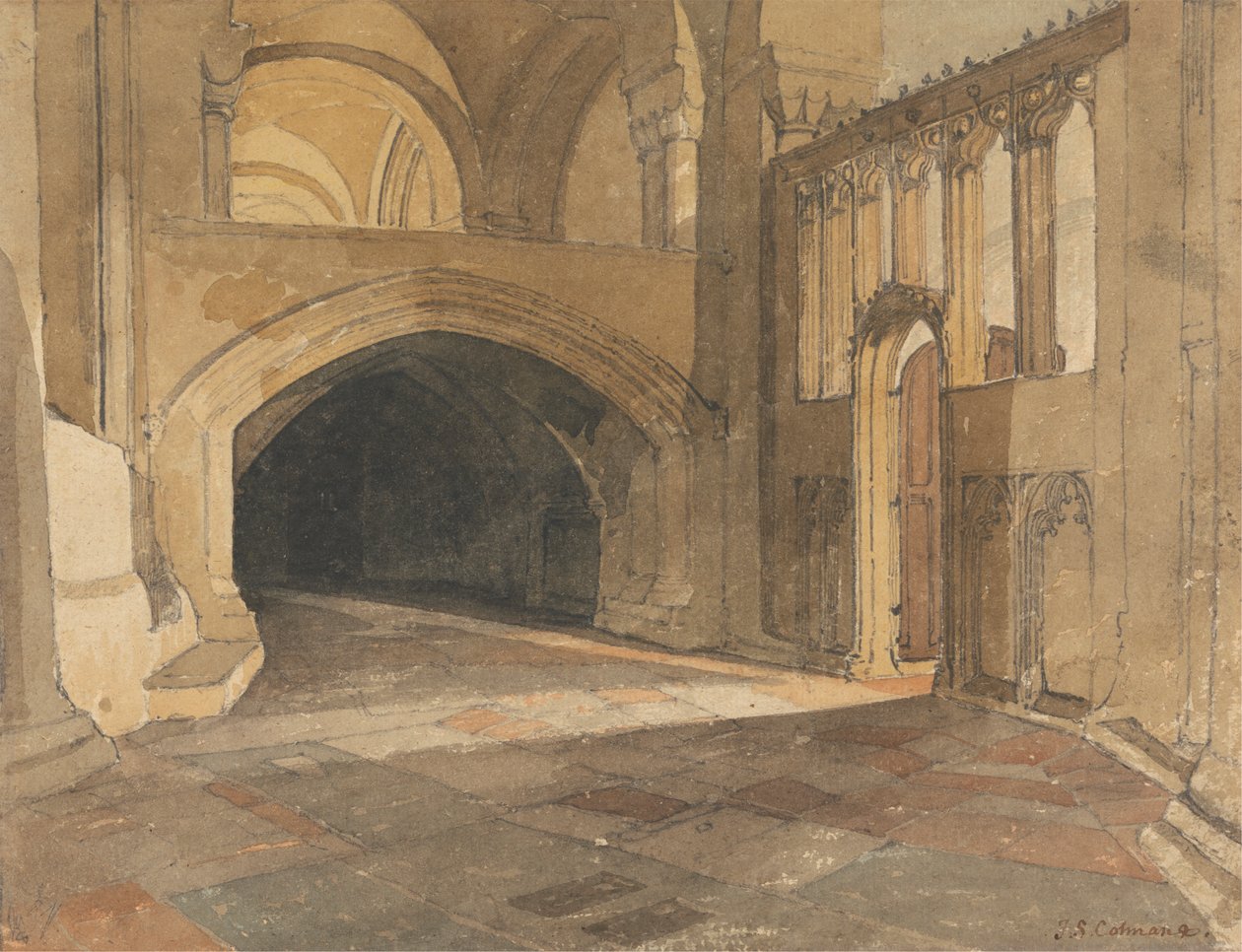 Norwich Cathedral: Ingång till Jesus Chapel av John Sell Cotman