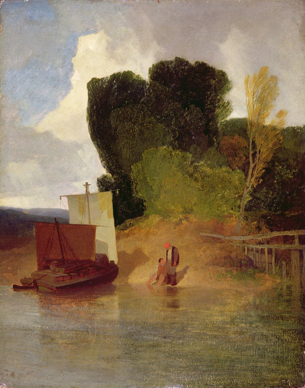 På floden Yare (olja på panel) av John Sell Cotman