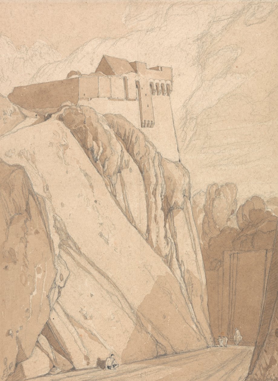 En del av de gamla befästningarna i Saint Lo, Normandie av John Sell Cotman