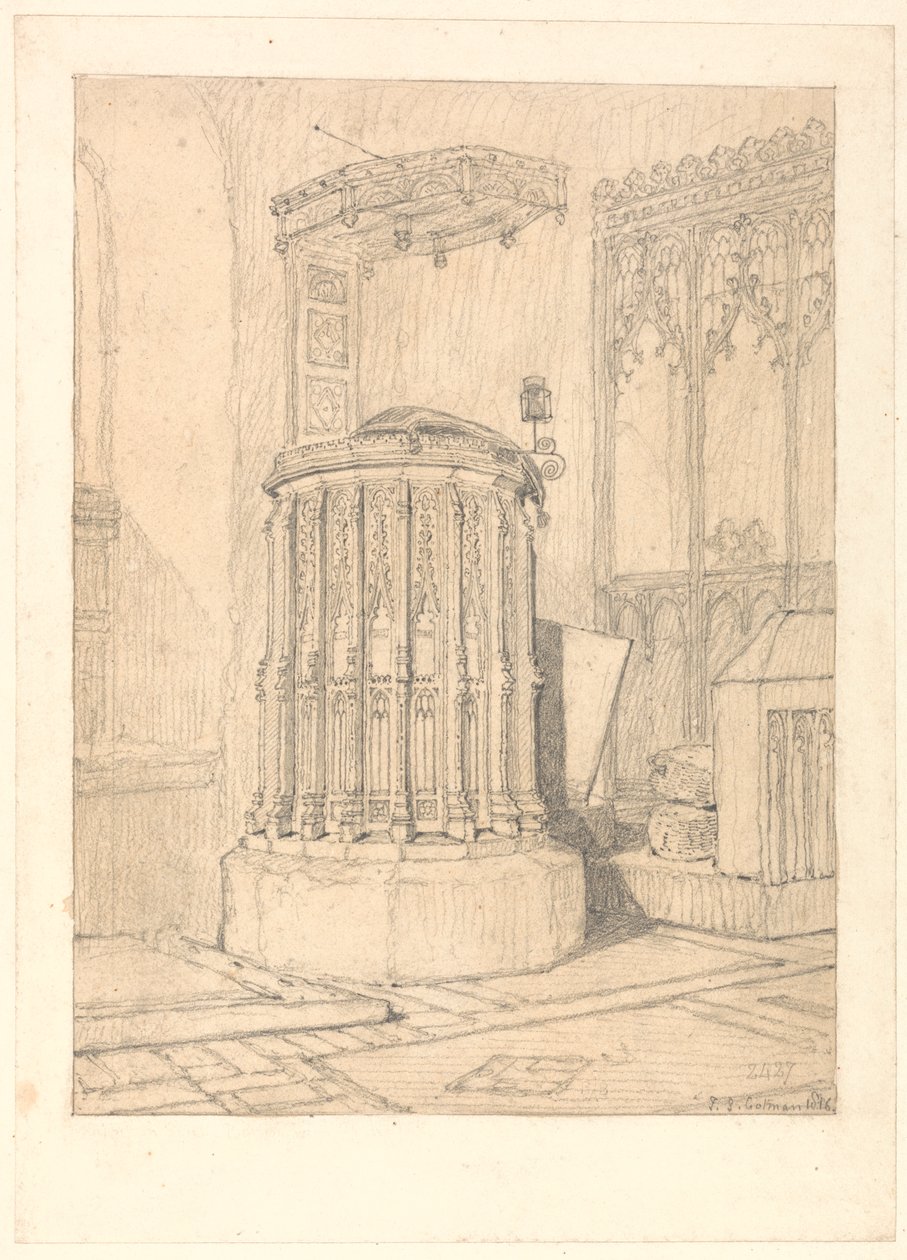 Predikstol i South Burlingham Church, Norfolk av John Sell Cotman