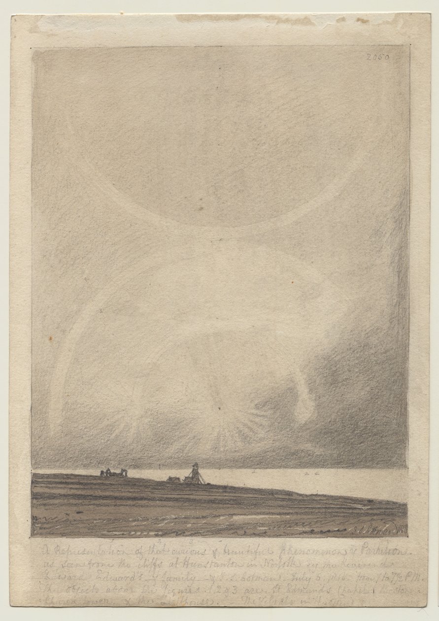 Recto: En effekt av parhelion sedd från Hunstantons fyr den 6 juli 1816 av John Sell Cotman