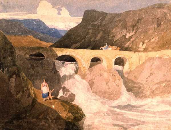 Vägen till Capel Curig, norra Wales (wc på papper) av John Sell Cotman