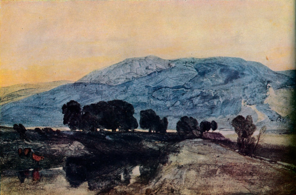 Stenigt landskap, solnedgång, c1800-talet av John Sell Cotman