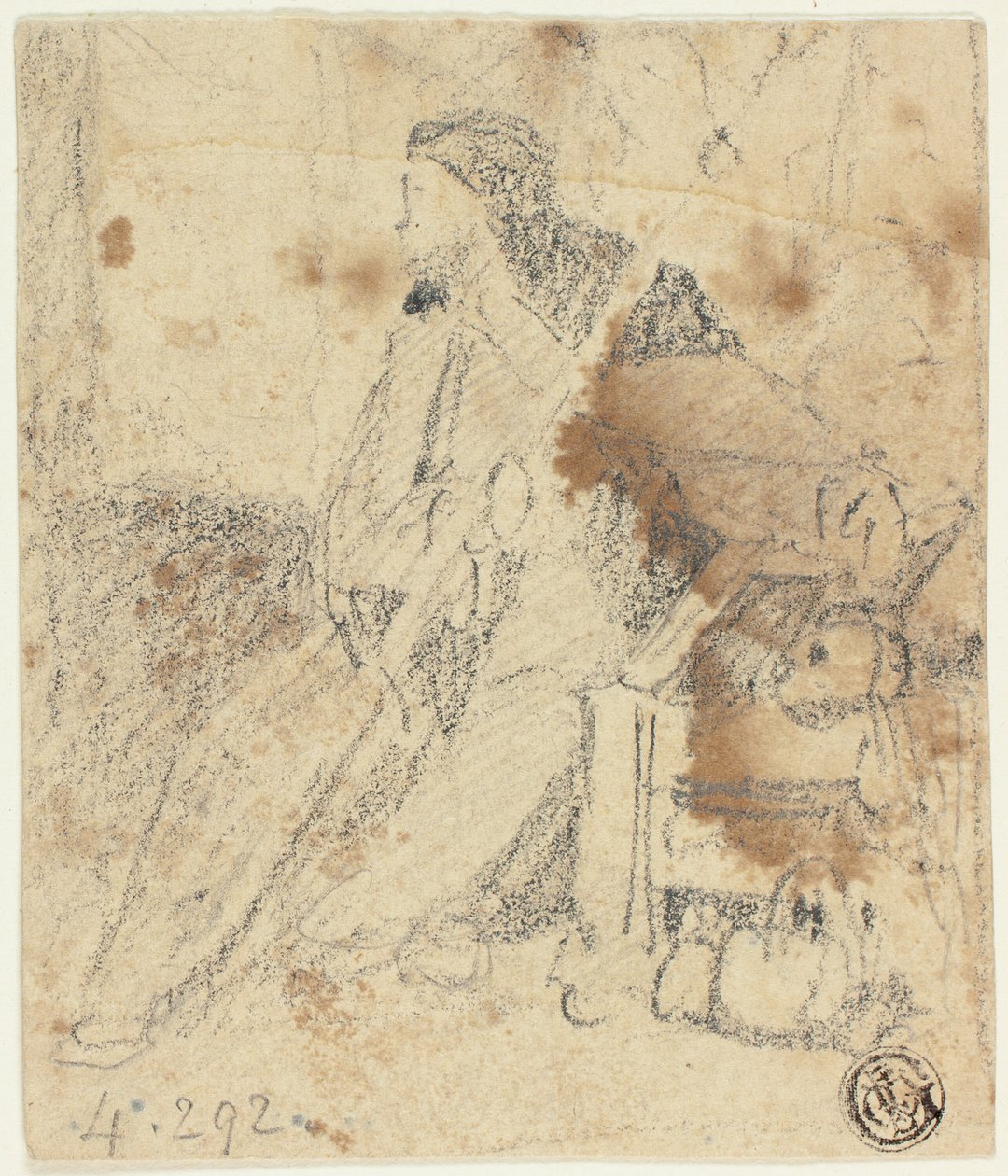 Skiss av skådespelare som sitter av John Sell Cotman