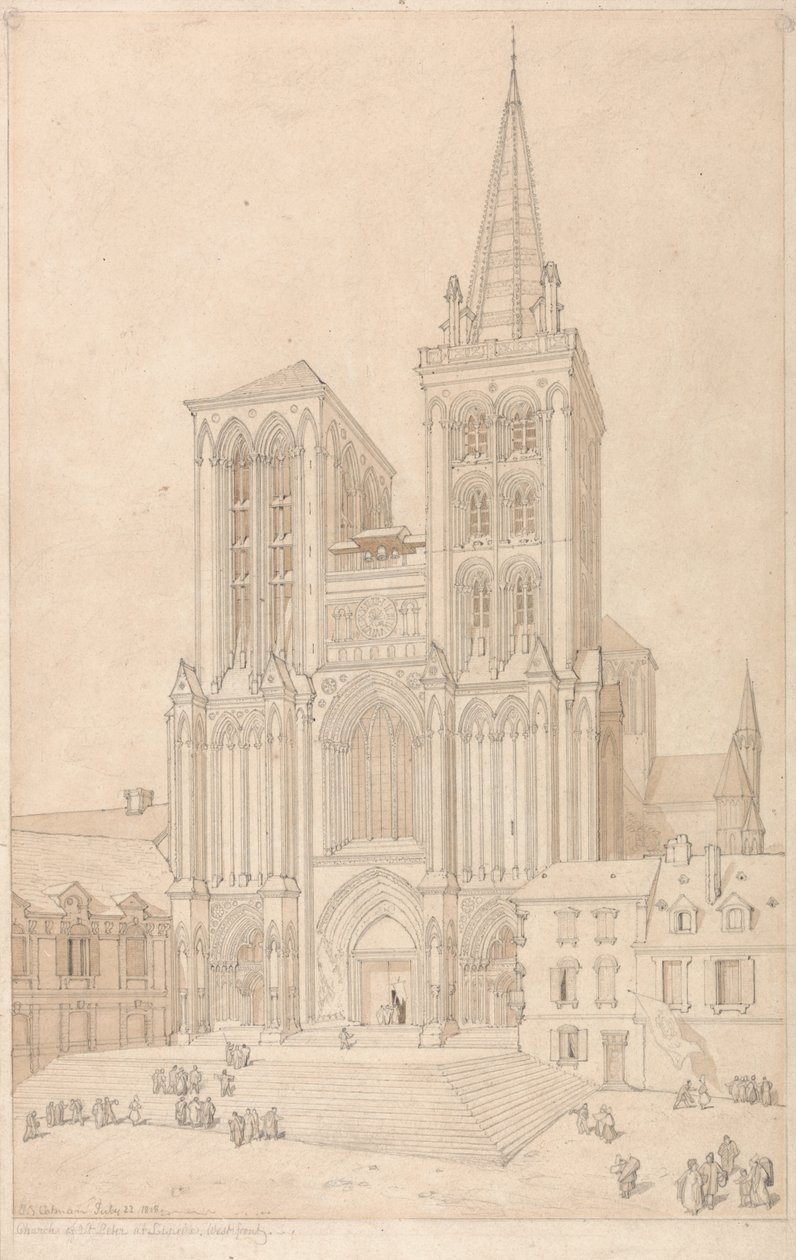 S:t Peter i Lisieux, Normandie: Västra framsidan av John Sell Cotman