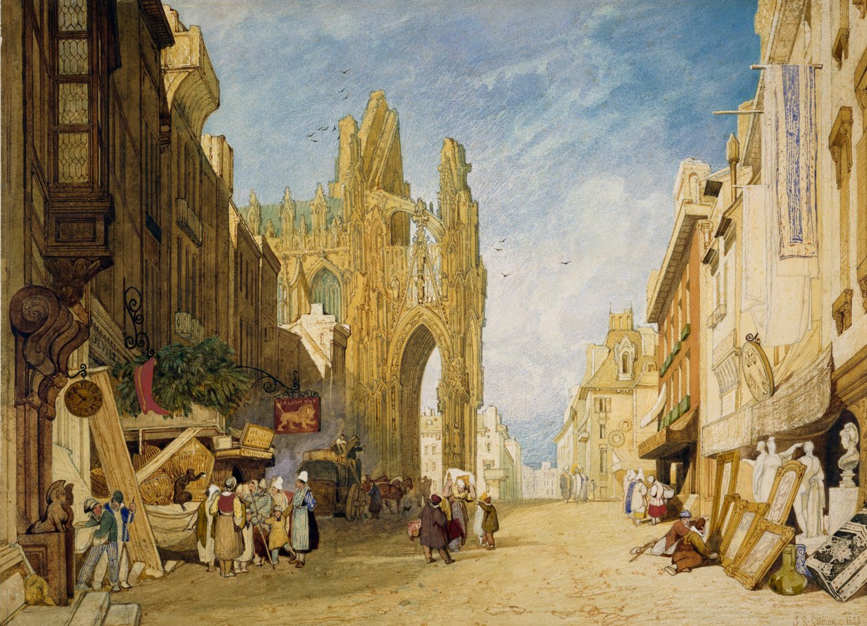 Gatubild i Alencon, Normandie, 1828 av John Sell Cotman