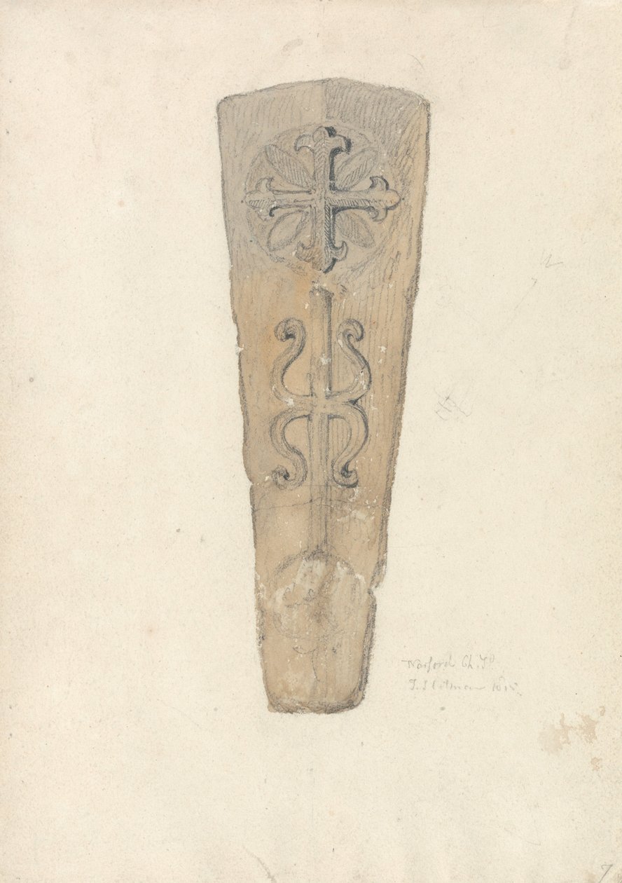 Studie av ett kistlock från en () kyrka i Norfolk av John Sell Cotman