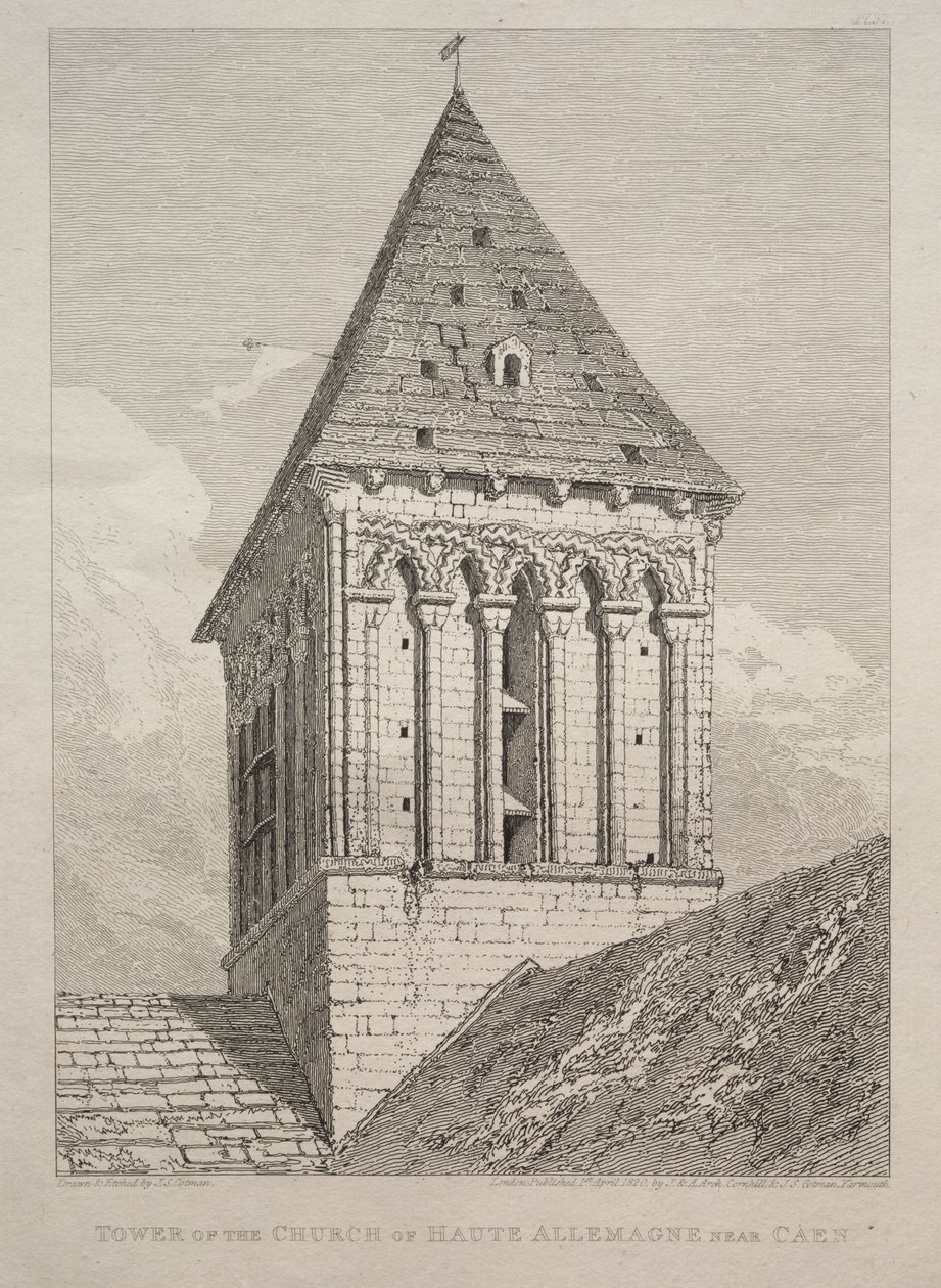 Tornet i kyrkan Haute Allemagne nära Caen av John Sell Cotman