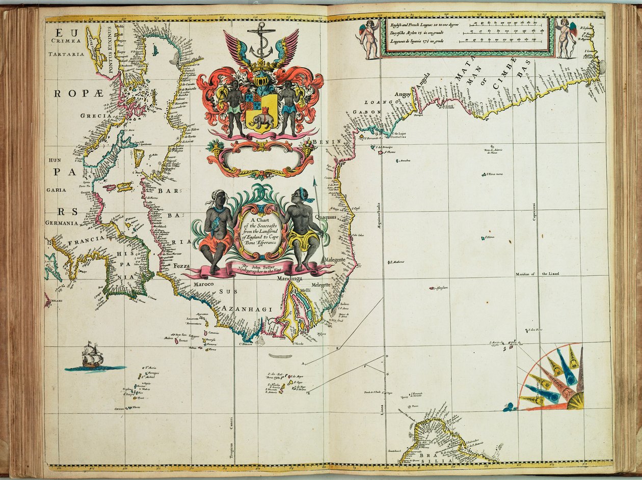 En karta över havskusterna från Landsend i England till Cape Bona Esperanca av John Seller