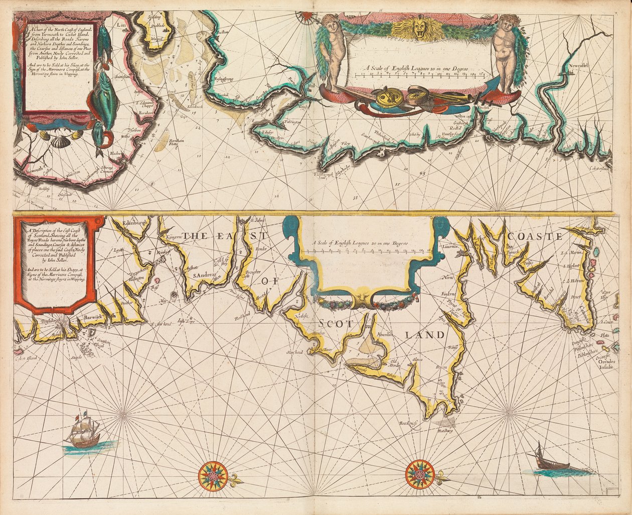 Den engelske lotsens första bok: beskrivning av den nordliga sjöfarten, ca 1671 (papper) av John Seller