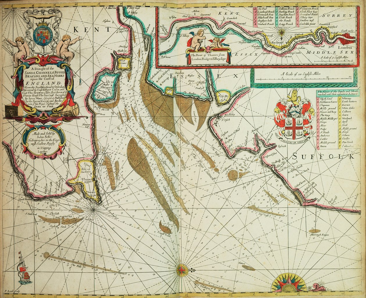 Englands kust från Southforeland till Orfordness av John Seller