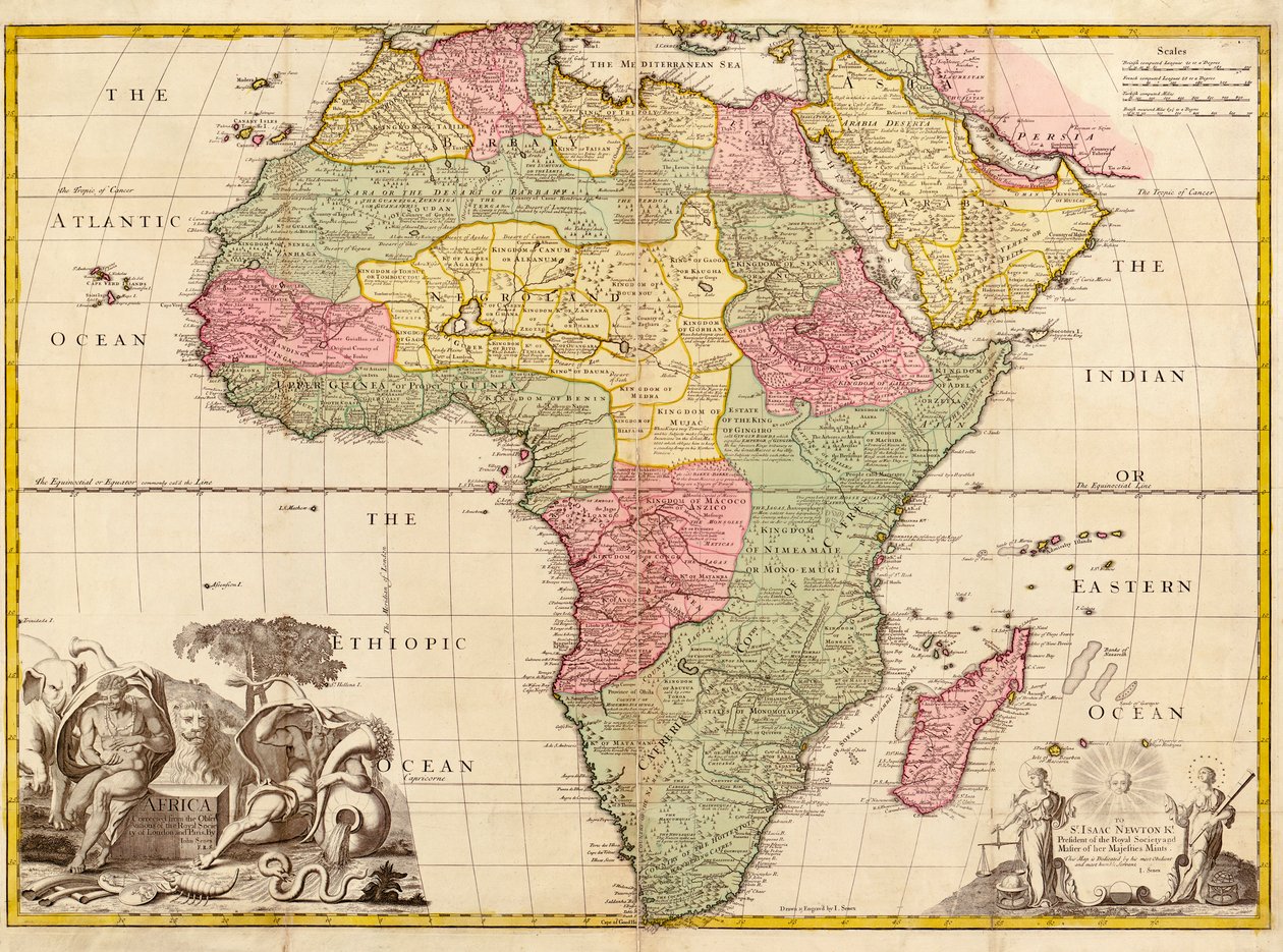 Afrika, från Modern Geography, c.1725 av John Senex