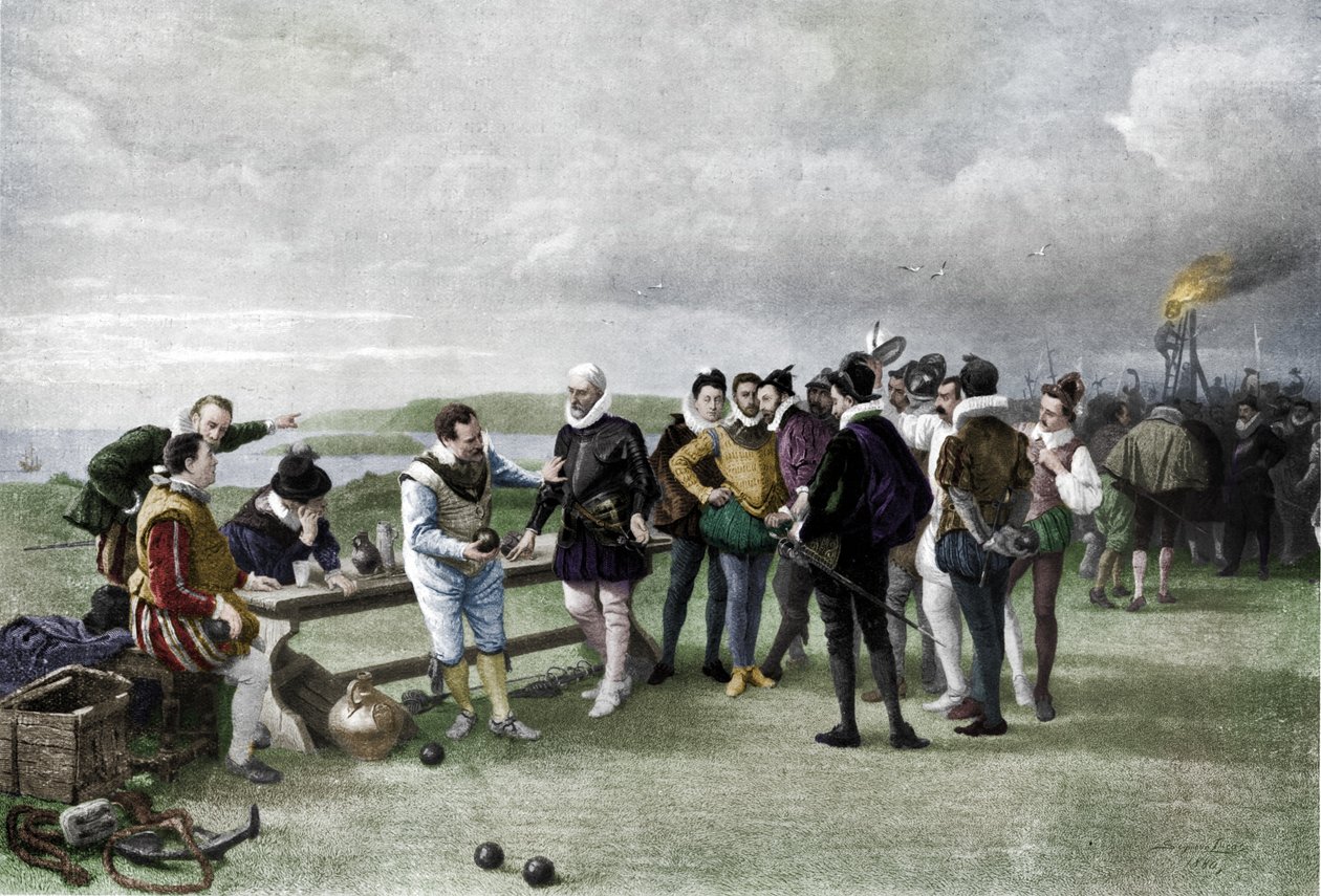 Armadan i sikte, Plymouth hacka, 1880, 1911 av John Seymour Lucas