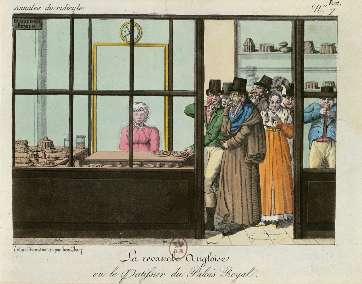 The English Revenge eller, The Patisserie at the Palais Royal, c.1815 av John Sharp