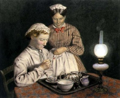 Valentinkortet (akvarell över penna på papper) av John Sherrin