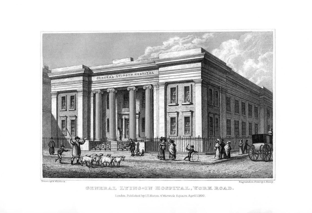 General Lying-in Hospital, York Road, Lambeth, London, 1830. av John Shury