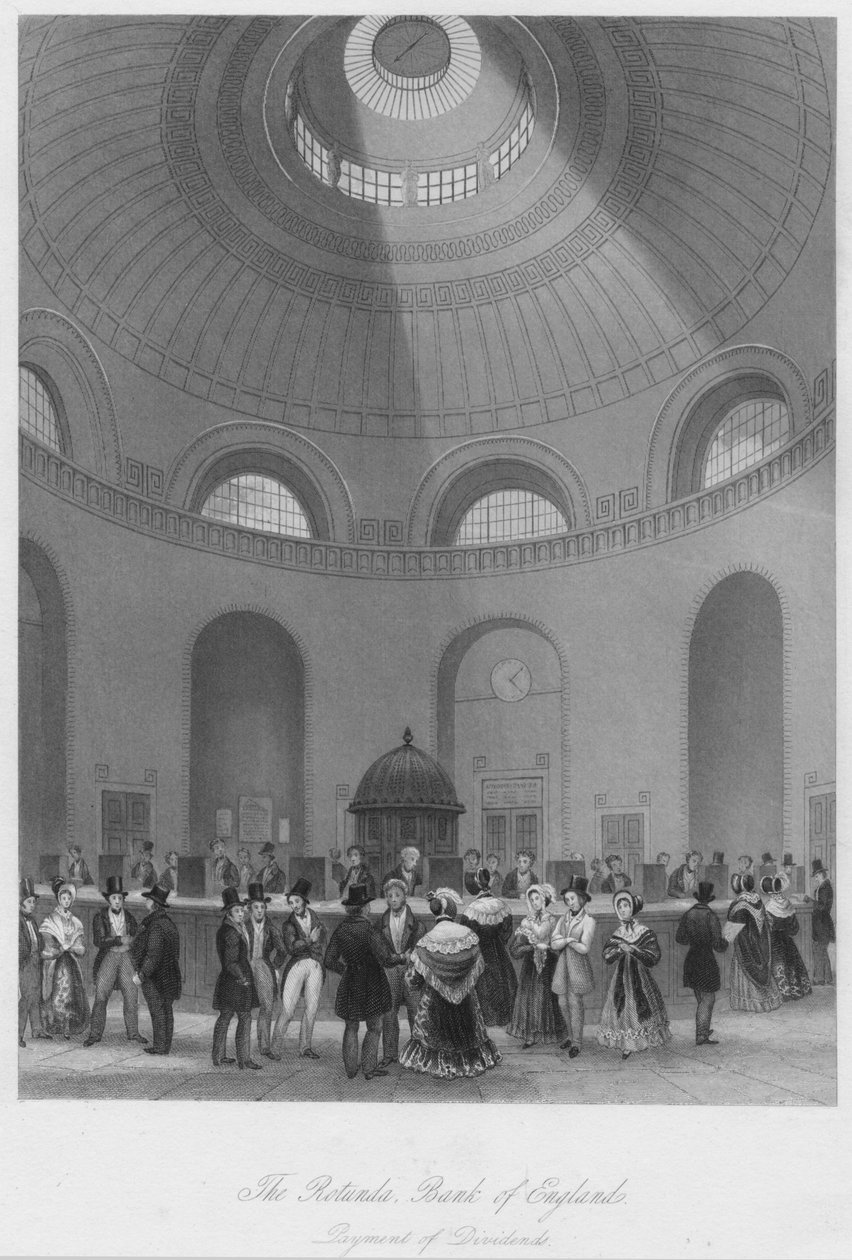 The Rotunda, Bank of England - Payment of Dividends, c1841 av John Shury