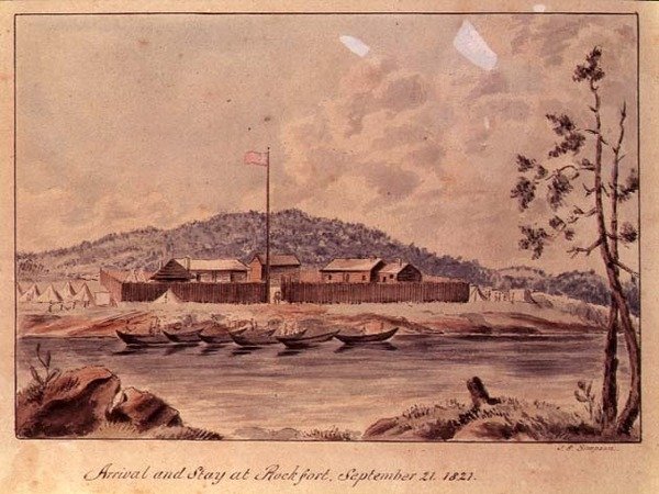 Ankomst och vistelse på Rockfort, 1821 (wc på papper) av John Simpson