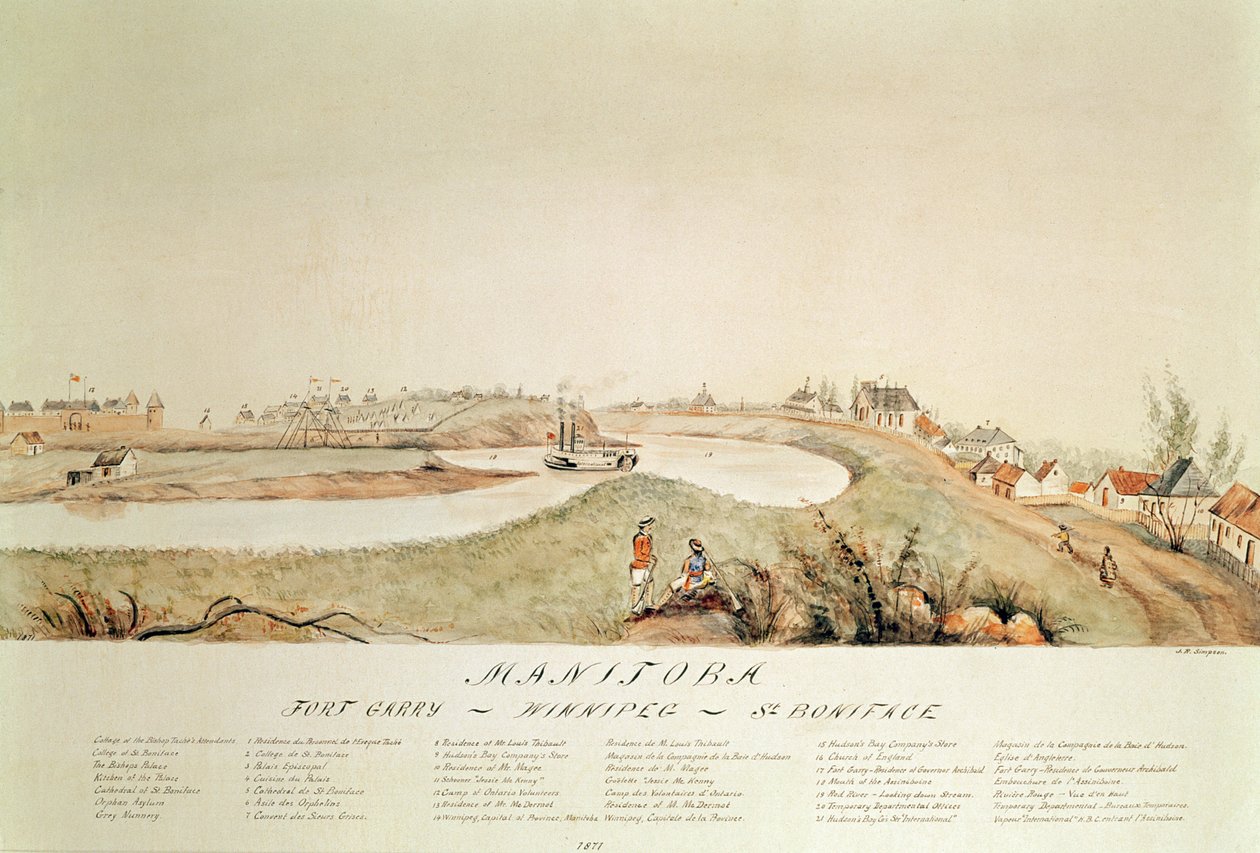 Manitoba, visar en handelsstation för Hudson Bay Company, 1871 av John Simpson