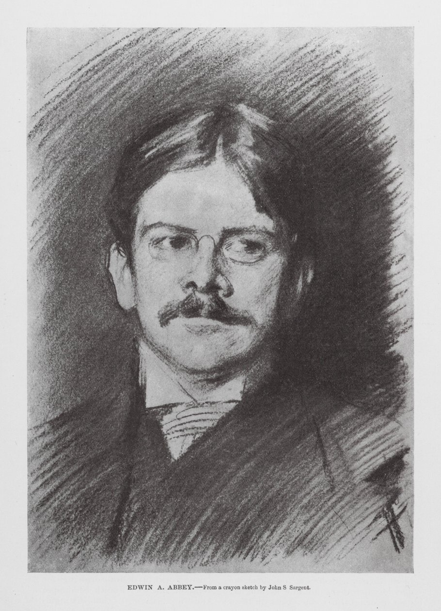 Edwin A Abbey (gravyr) av John Singer (after) Sargent