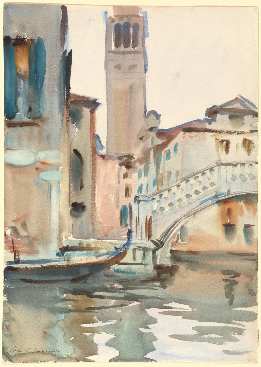 En bro och Campanile, Venedig av John Singer Sargent