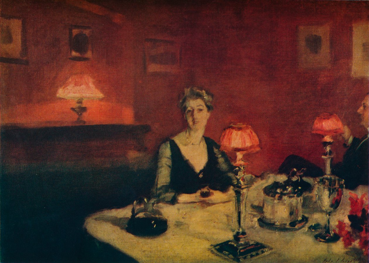 Ett middagsbord på natten, 1884. av John Singer Sargent
