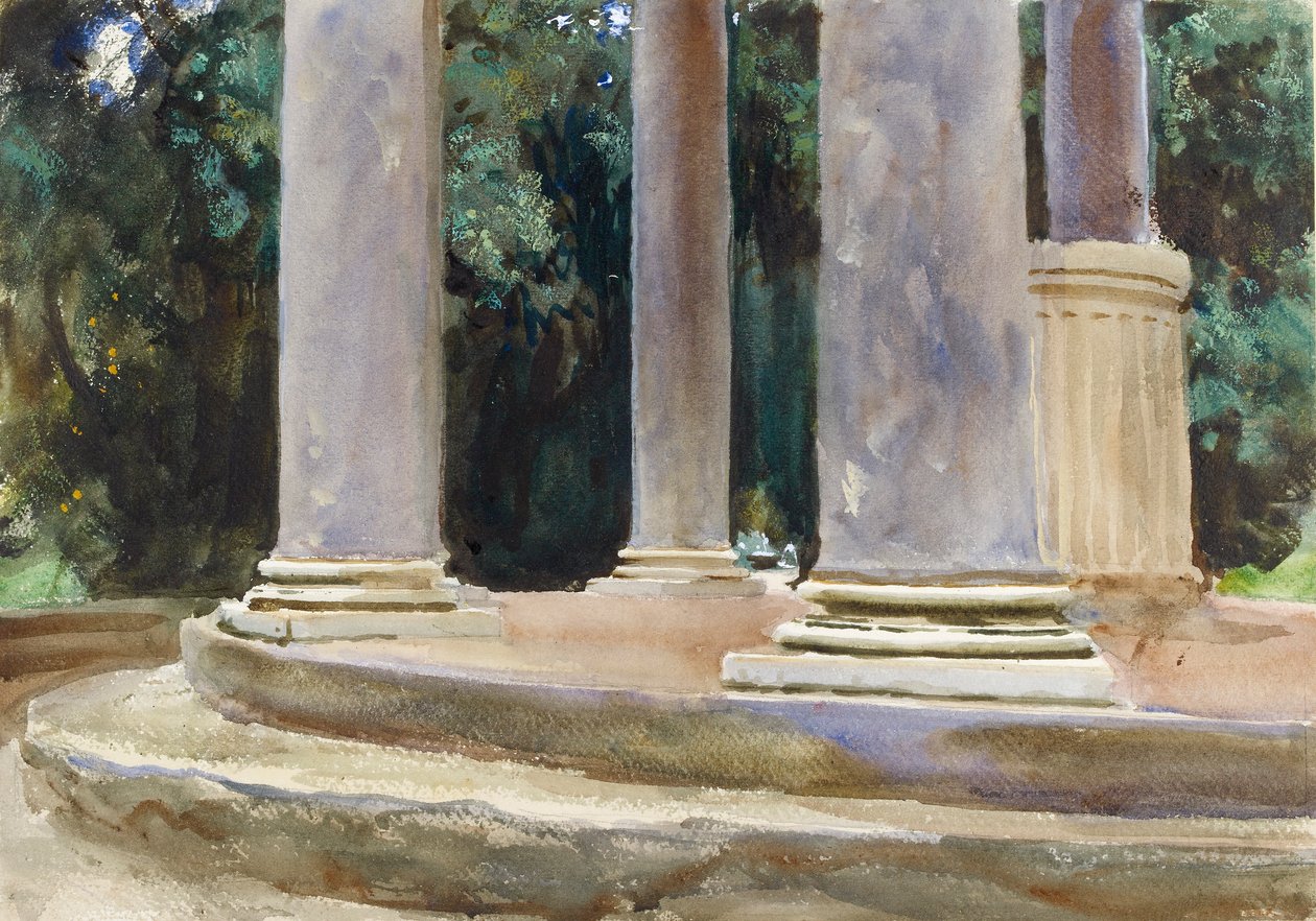 En vy mellan kolumnerna i en Tempietto, sent 1800-tal av John Singer Sargent