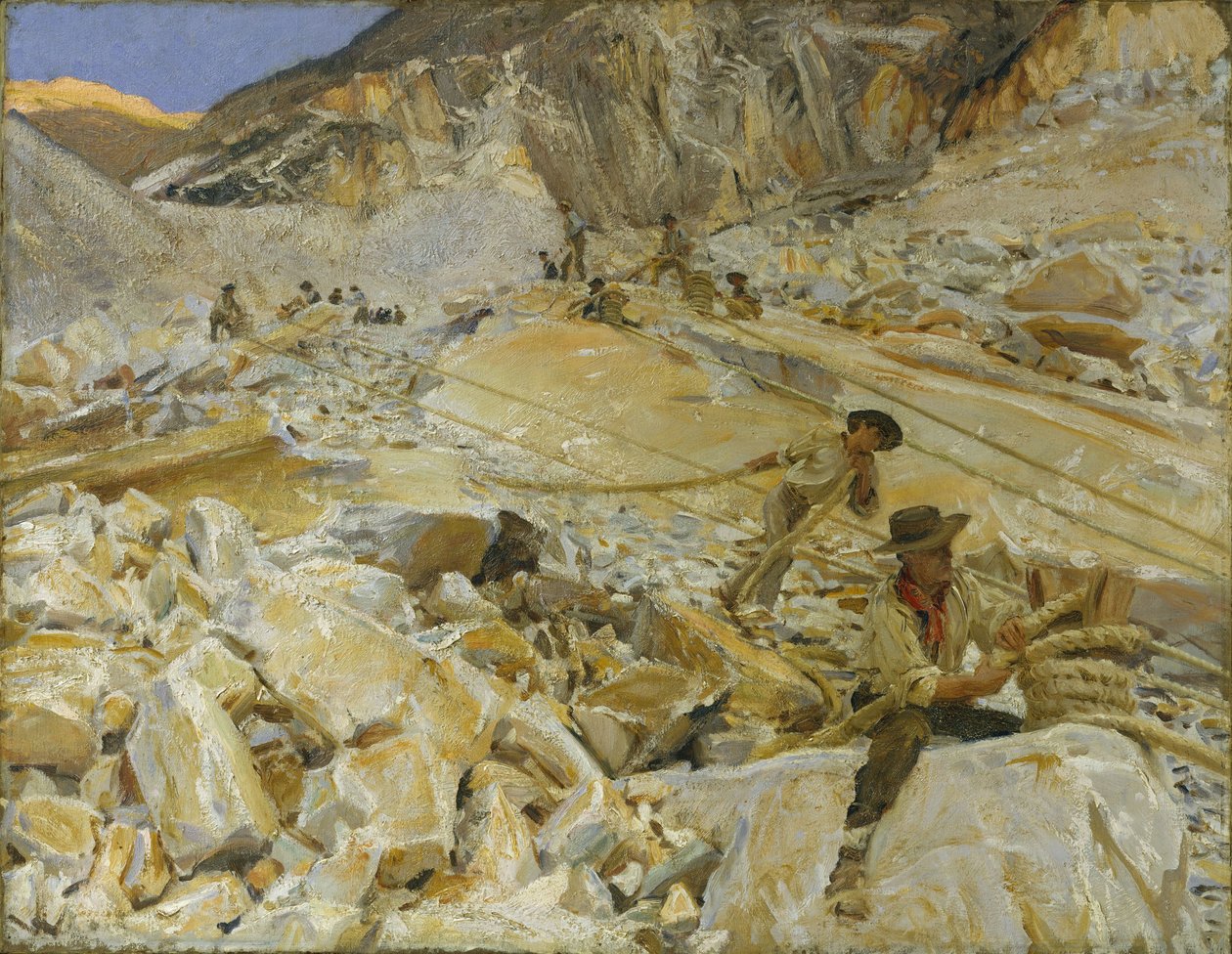 Att föra ner marmor från stenbrotten till Carrara, 1911 av John Singer Sargent