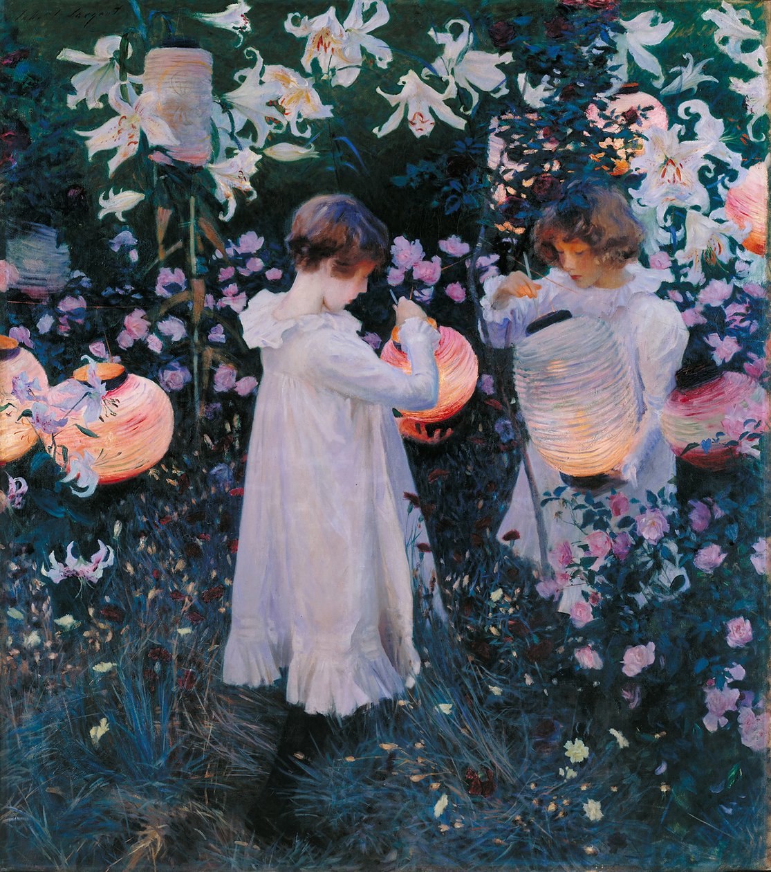 Nejlika, lilja, lilja, ros av John Singer Sargent