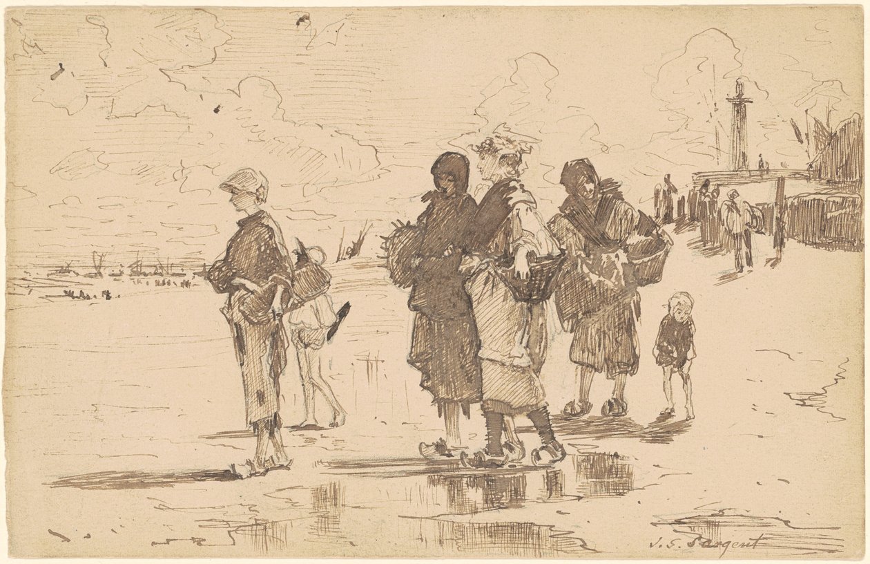 På väg ut för att fiska, eller ge sig ut för att fiska av John Singer Sargent