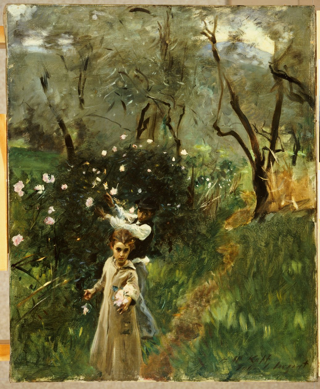 Samlar blommor i skymningen av John Singer Sargent