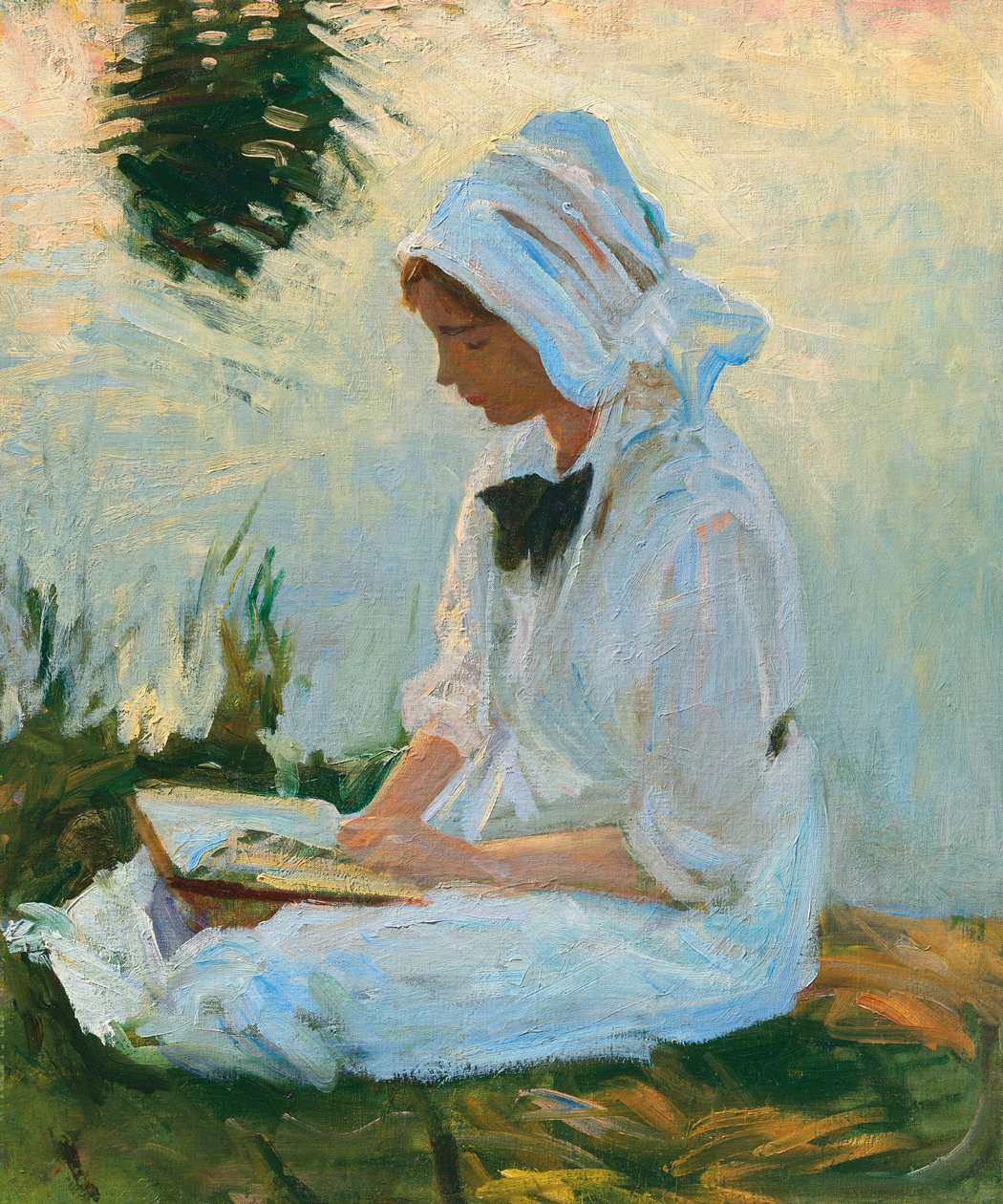 Flicka som läser vid en bäck, ca 1888 av John Singer Sargent