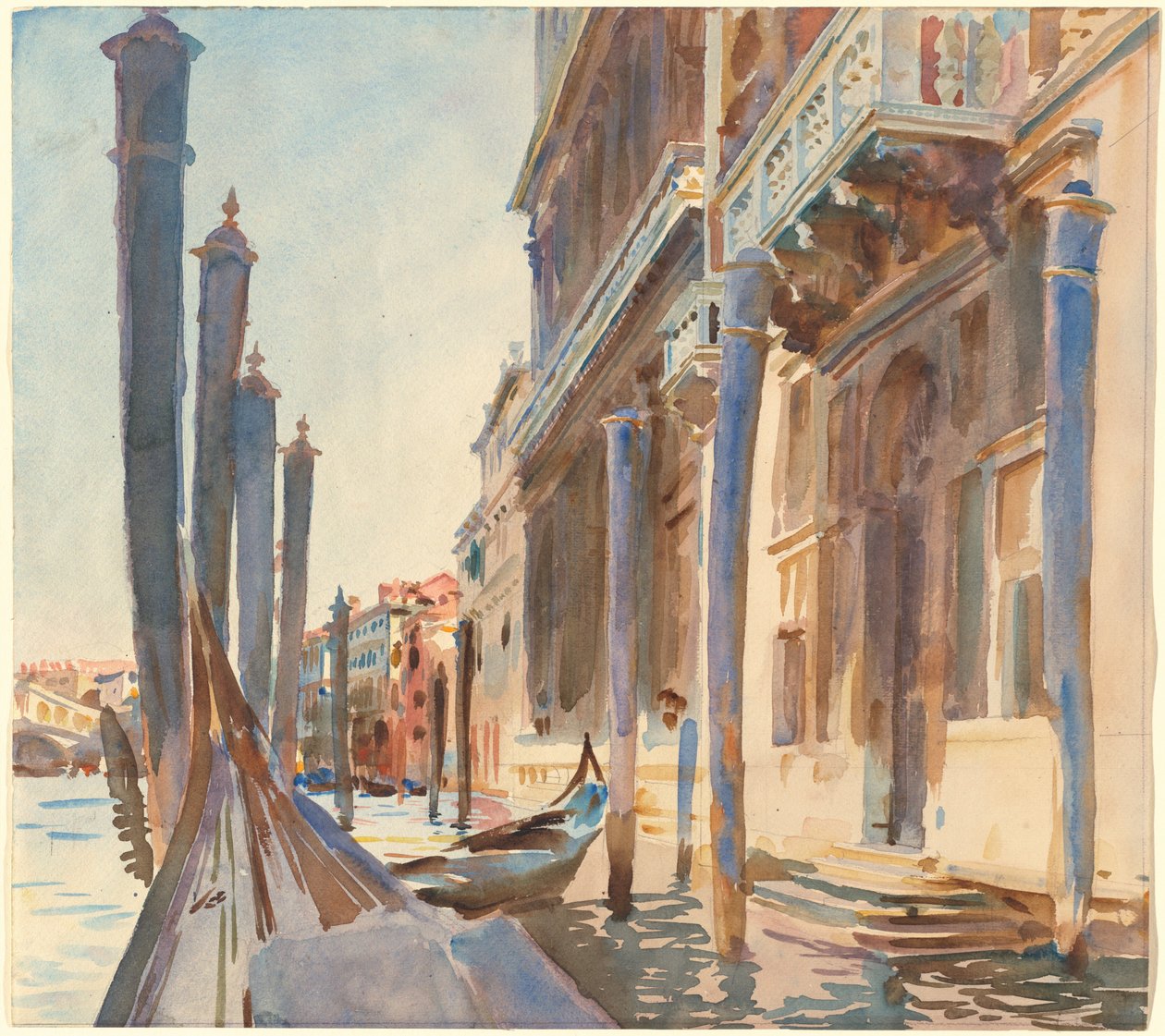 Gondolförtöjningar på Canal Grande av John Singer Sargent