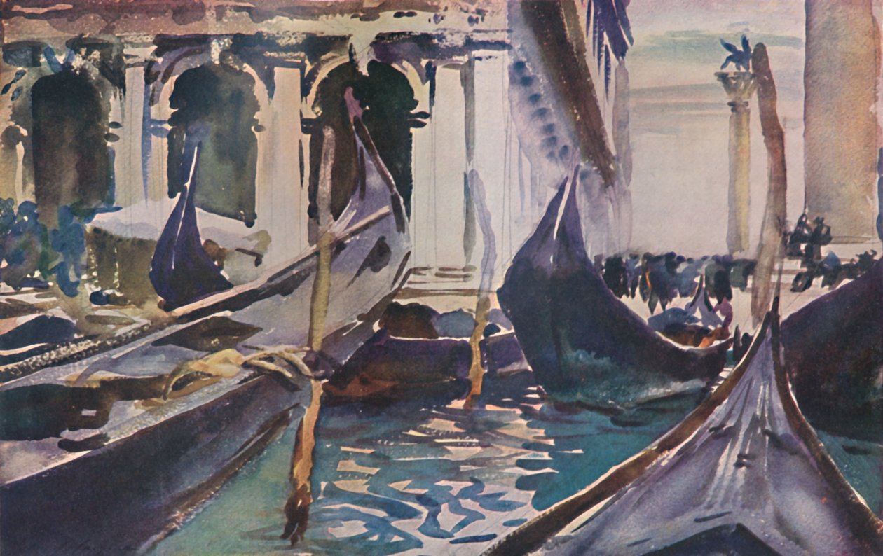 Gondoler vid Piazzetta, c1904, 1925. av John Singer Sargent