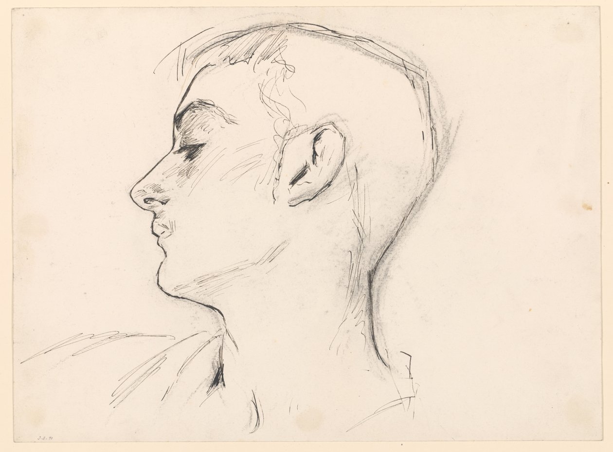 Huvud av en ung man (Albert de Belleroche) i profil av John Singer Sargent