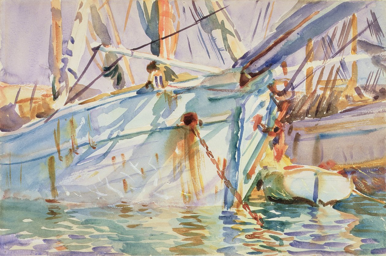 I en Levantine Port (wc på papper) av John Singer Sargent