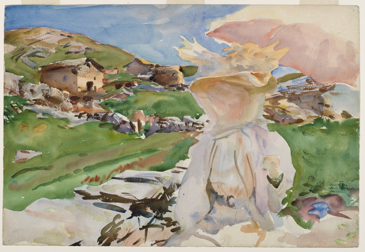 I Simplon Pass, 1909 (genomskinlig wc och inslag av ogenomskinlig wc och vaxresist med grafitunderritning) av John Singer Sargent