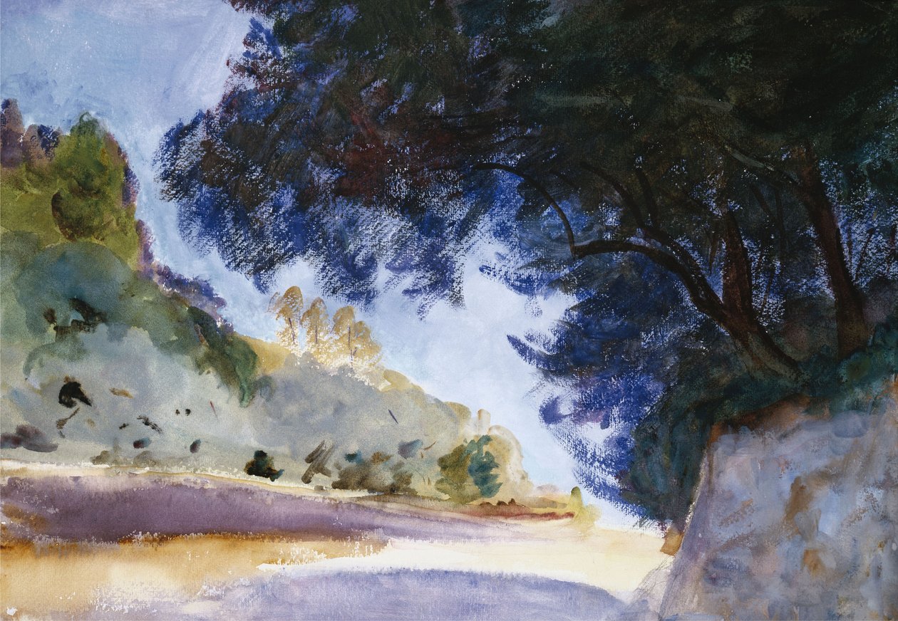 Landskap, olivträd, Korfu, 1909 av John Singer Sargent