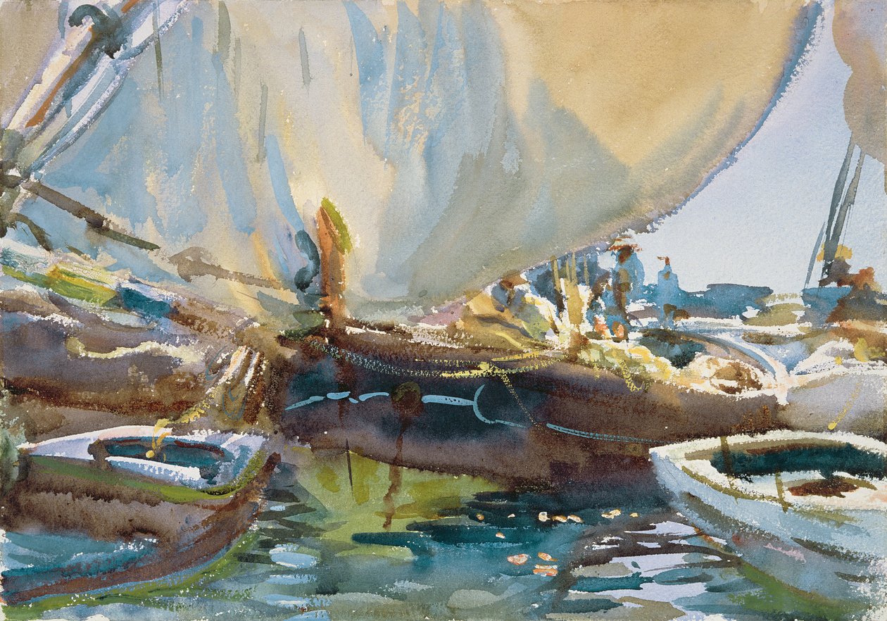 Melon Boats, ca 1905 (wc på papper) av John Singer Sargent